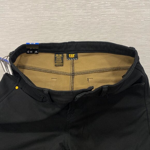 CAT Caterpillar Work Pants Mens 36 x 30 Black Canvas Fleece Lined Insulated - Picture 6 of 14